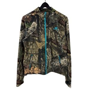 Women’s Y2K Mossy Oak Camo Hunting Fleece Full Zip Green Jacket Size L